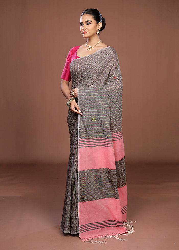 Black Matka Silk Saree With Blouse Piece