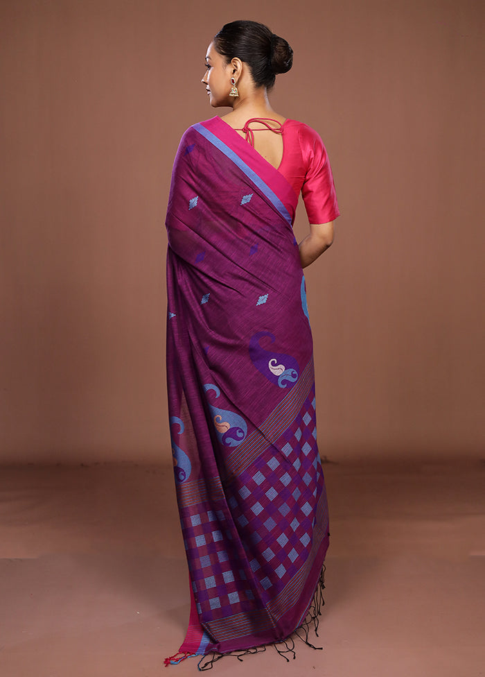 Purple Matka Silk Saree With Blouse Piece