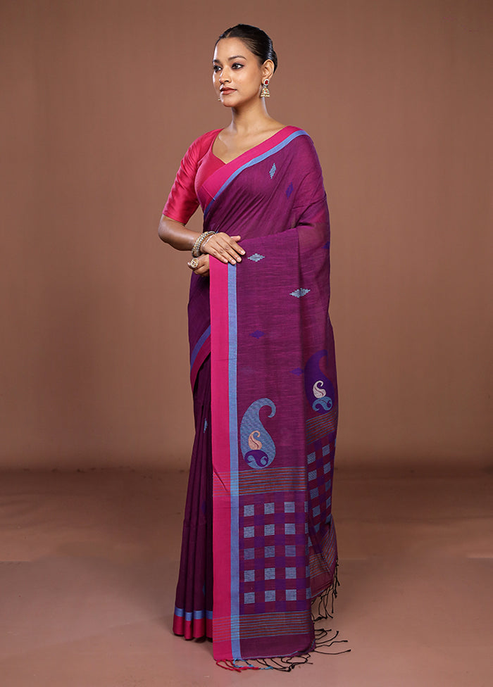 Purple Matka Silk Saree With Blouse Piece