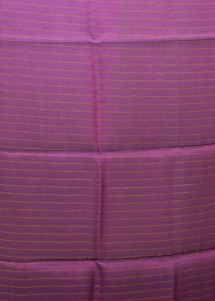 Purple Handloom Matka Pure Silk Saree With Blouse Piece