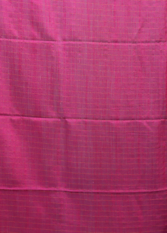Blue Handloom Matka Pure Silk Saree With Blouse Piece