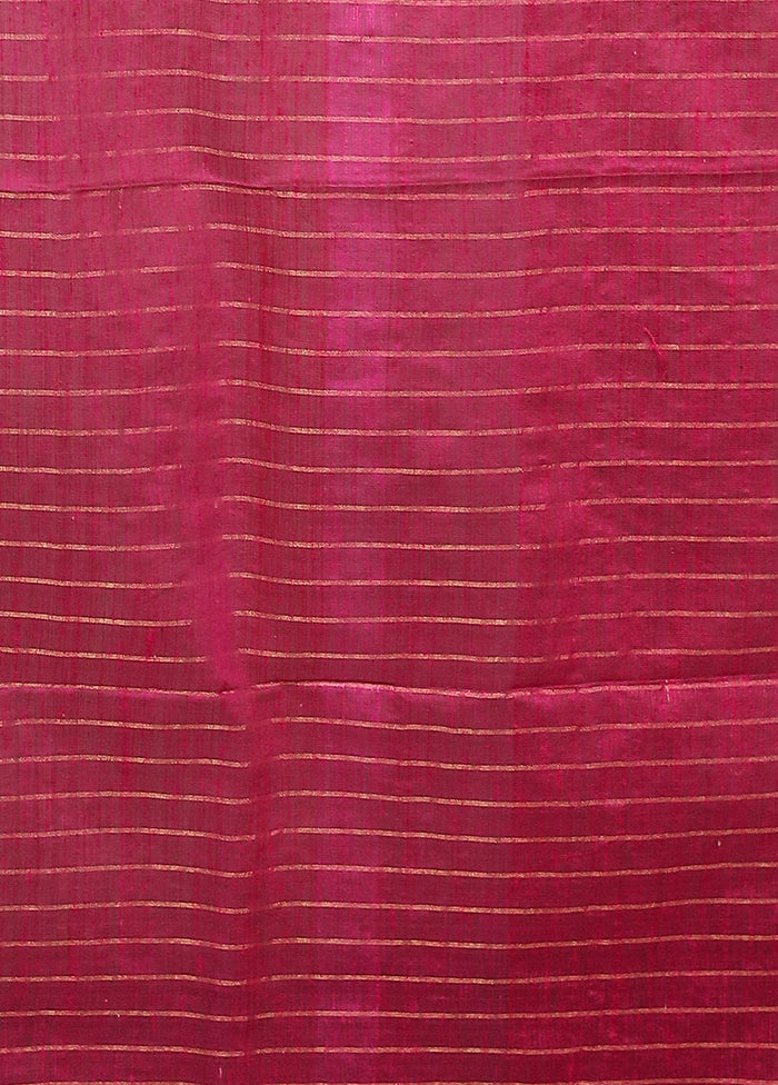 Pink Handloom Matka Pure Silk Saree With Blouse Piece