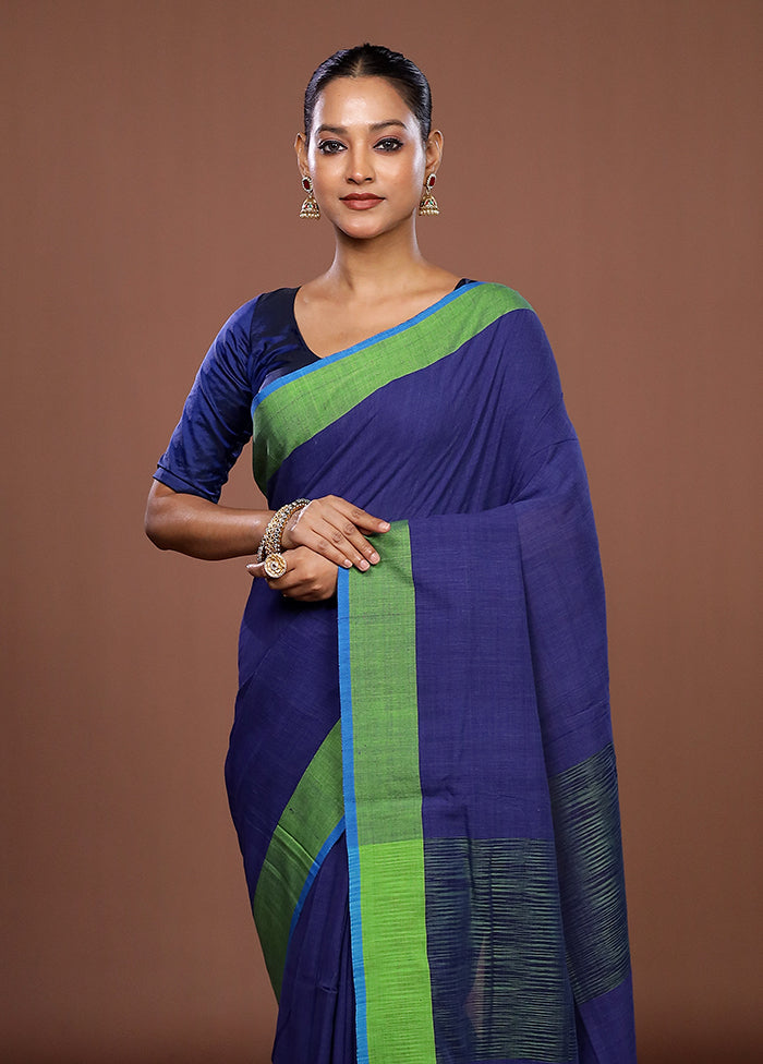 Blue Matka Silk Saree With Blouse Piece