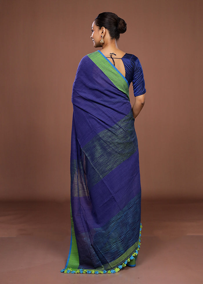 Blue Matka Silk Saree With Blouse Piece