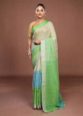Green Matka Silk Saree With Blouse Piece