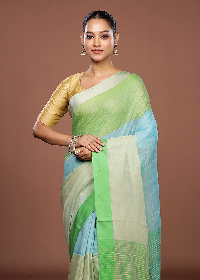 Green Matka Silk Saree With Blouse Piece