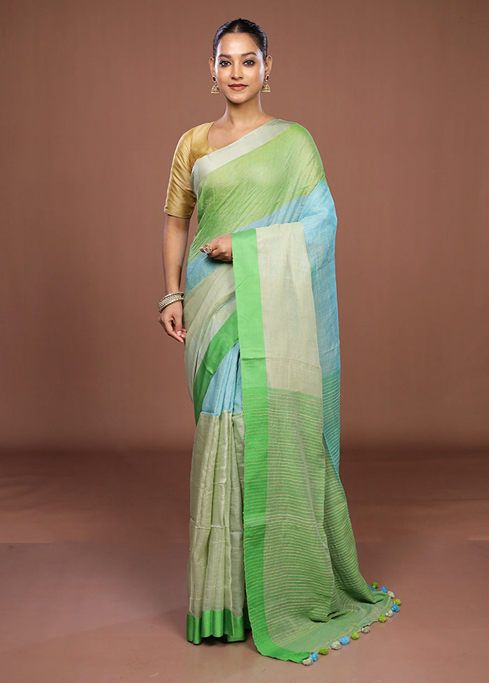 Green Matka Silk Saree With Blouse Piece