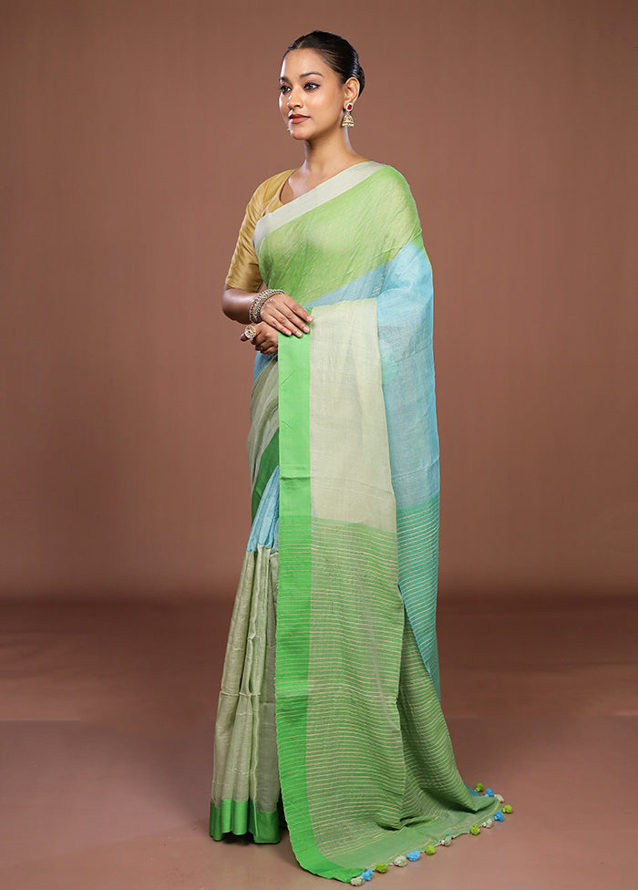Green Matka Silk Saree With Blouse Piece