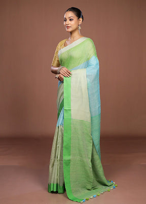 Green Matka Silk Saree With Blouse Piece