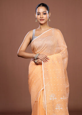 Pink Linen Silk Saree With Blouse Piece