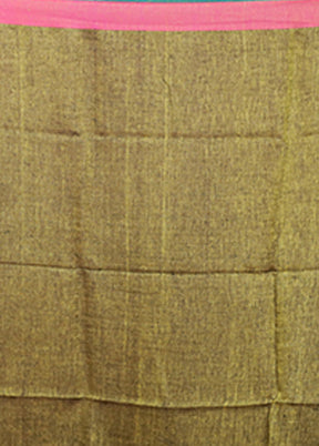 Green Linen Silk Saree With Blouse Piece