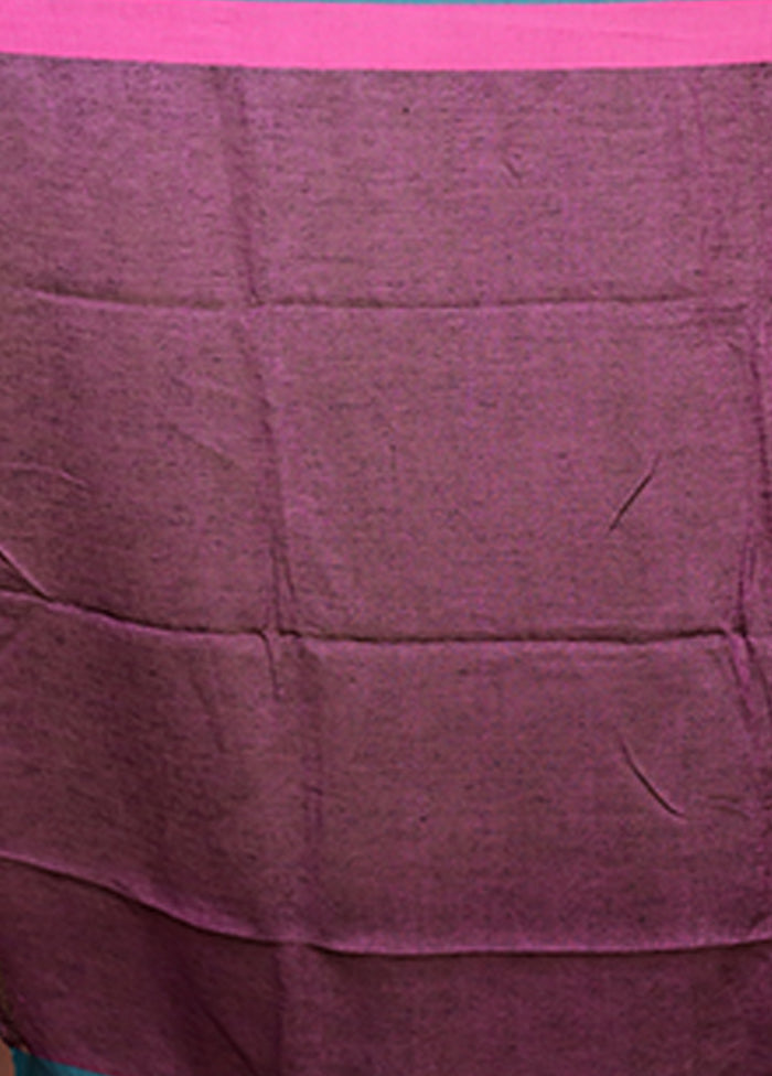 Purple Linen Silk Saree With Blouse Piece