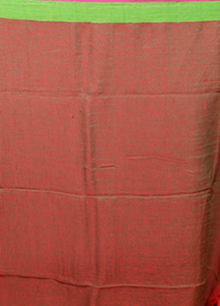 Red Linen Silk Saree With Blouse Piece