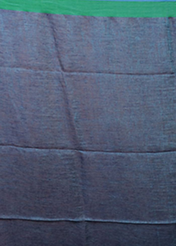 Blue Linen Silk Saree With Blouse Piece