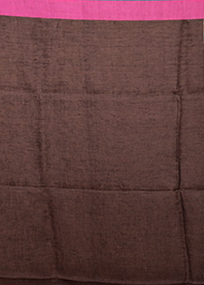 Brown Linen Silk Saree With Blouse Piece