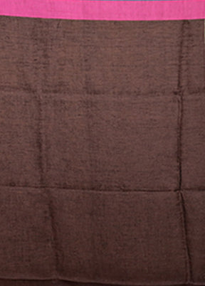 Brown Linen Silk Saree With Blouse Piece