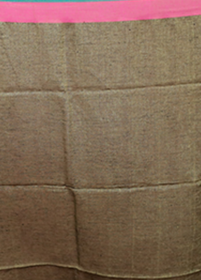 Brown Linen Silk Saree With Blouse Piece