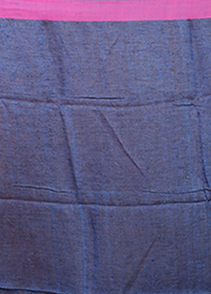Blue Linen Silk Saree With Blouse Piece