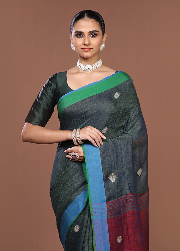 Yellow Linen Silk Saree With Blouse Piece
