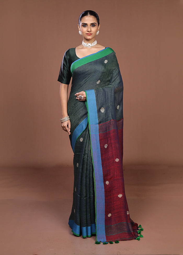 Yellow Linen Silk Saree With Blouse Piece