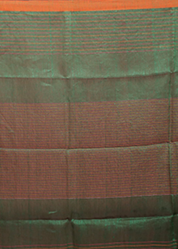 Green Linen Silk Saree With Blouse Piece