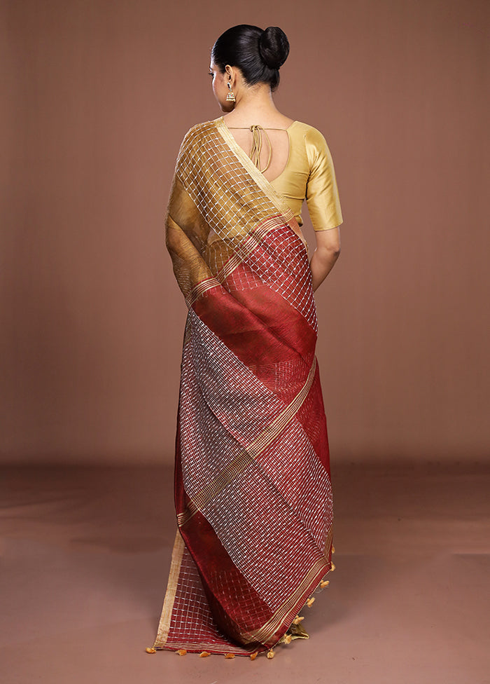 Yellow Linen Silk Saree With Blouse Piece