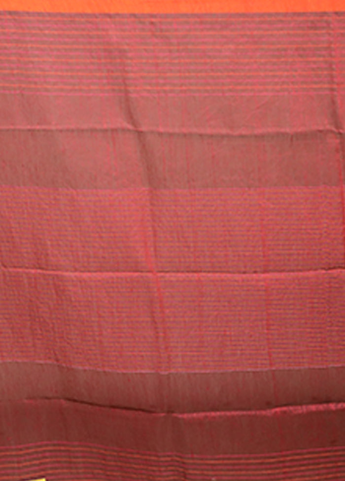 Brown Linen Silk Saree With Blouse Piece