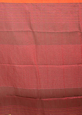 Brown Linen Silk Saree With Blouse Piece