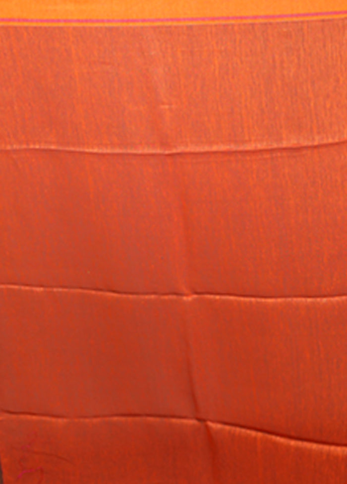 Red Linen Silk Saree With Blouse Piece