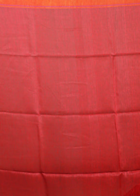 Red Linen Silk Saree With Blouse Piece