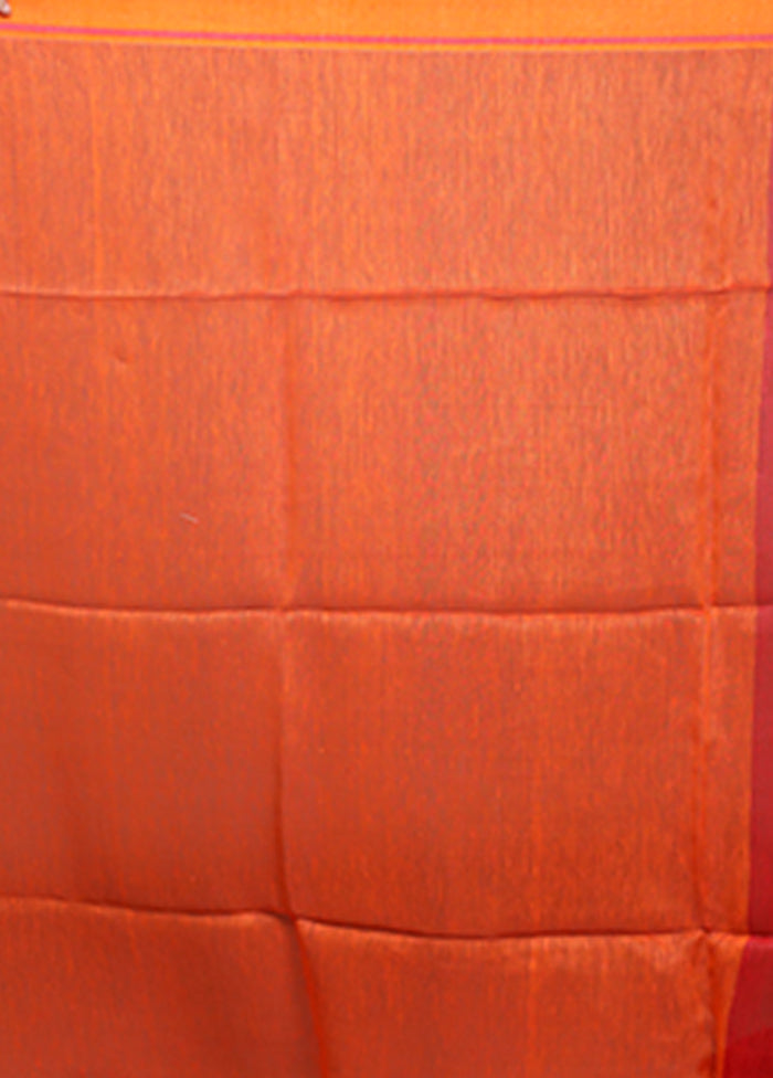 Red Linen Silk Saree With Blouse Piece
