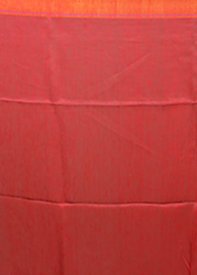 Red Linen Silk Saree With Blouse Piece