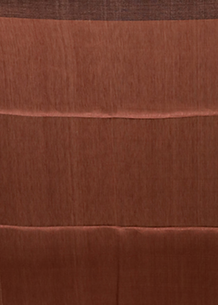 Brown Linen Silk Saree With Blouse Piece