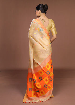 Rust Linen Silk Saree With Blouse Piece
