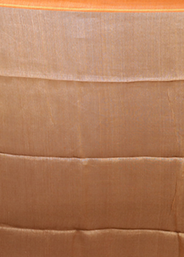Rust Linen Silk Saree With Blouse Piece