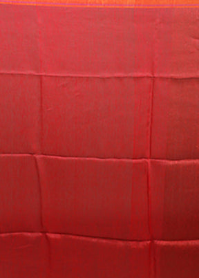 Red Linen Silk Saree With Blouse Piece