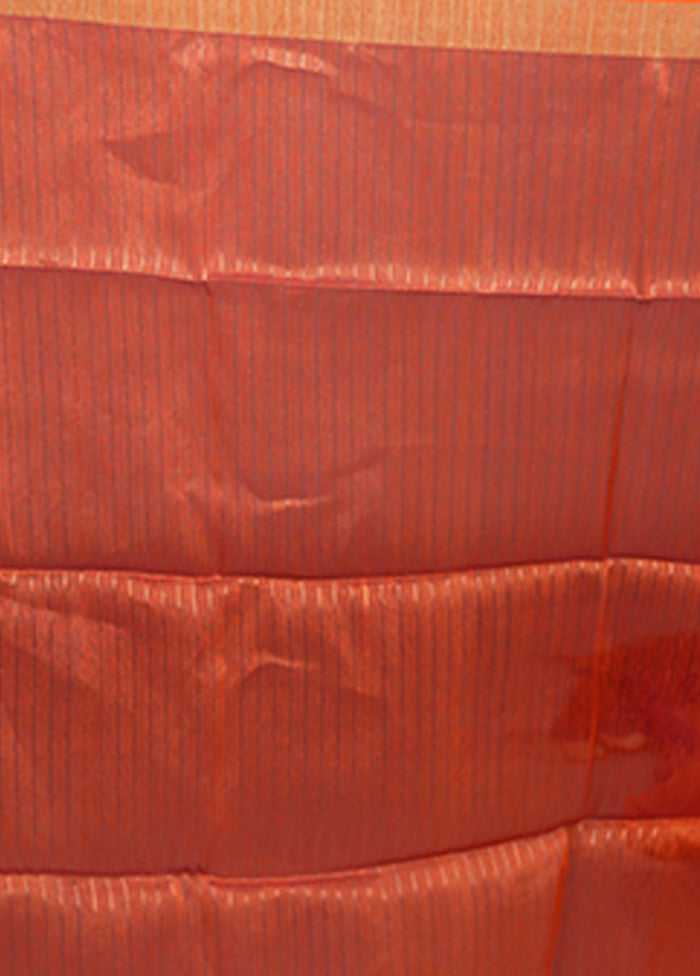 Rust Matka Silk Saree With Blouse Piece