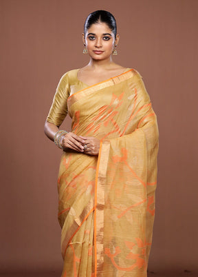 Cream Handloom Matka Pure Silk Saree With Blouse Piece