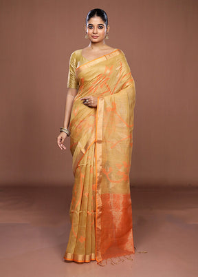 Cream Handloom Matka Pure Silk Saree With Blouse Piece