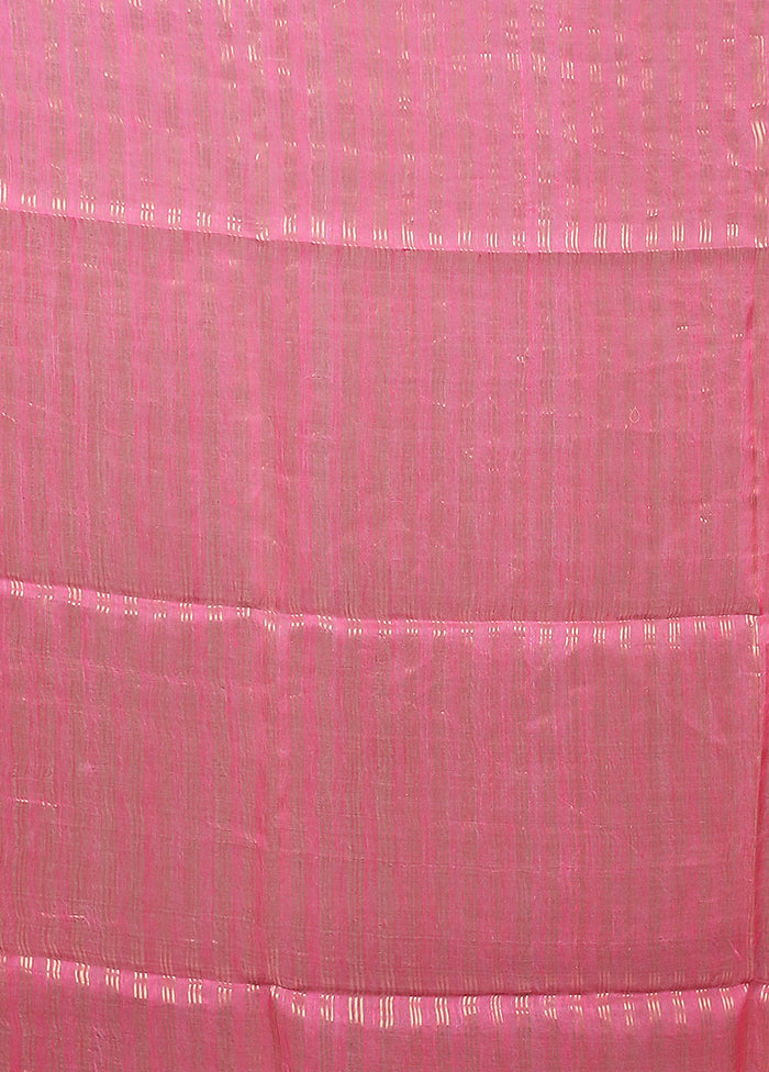 Pink Handloom Matka Pure Silk Saree With Blouse Piece