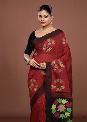 Maroon Matka Silk Saree With Blouse Piece