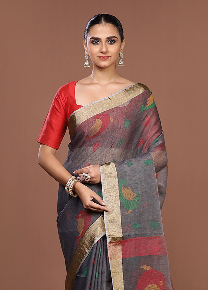 Black Matka Silk Saree With Blouse Piece
