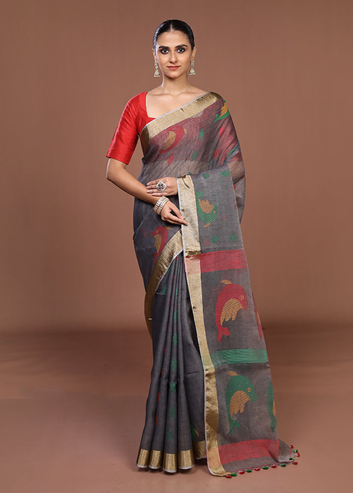 Black Matka Silk Saree With Blouse Piece