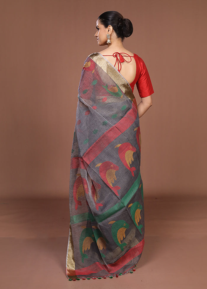 Black Matka Silk Saree With Blouse Piece