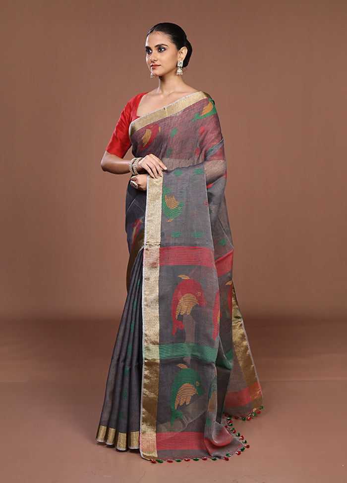 Black Matka Silk Saree With Blouse Piece