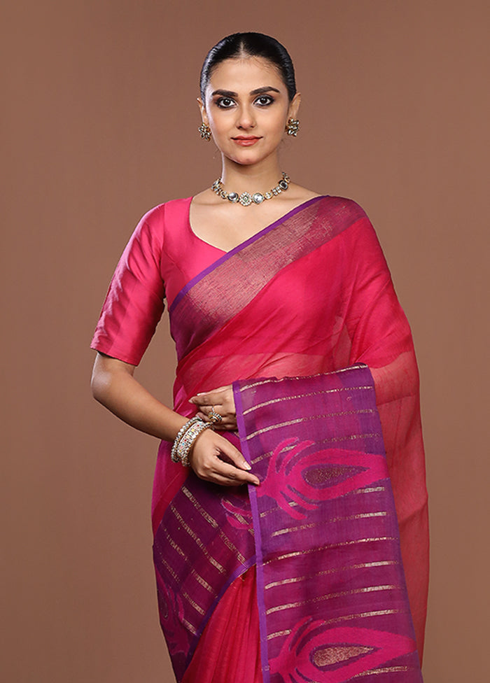 Purple Matka Silk Saree With Blouse Piece