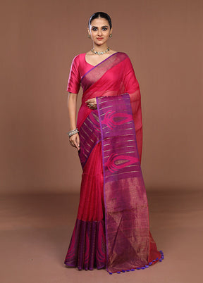 Purple Matka Silk Saree With Blouse Piece