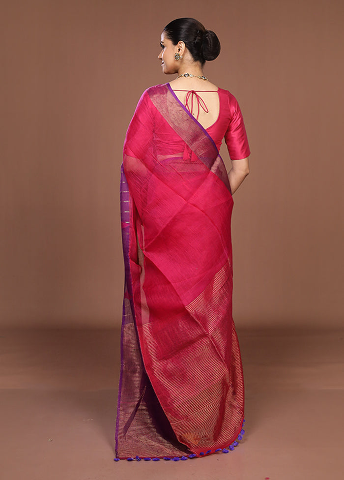 Purple Matka Silk Saree With Blouse Piece