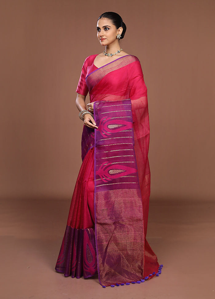 Purple Matka Silk Saree With Blouse Piece