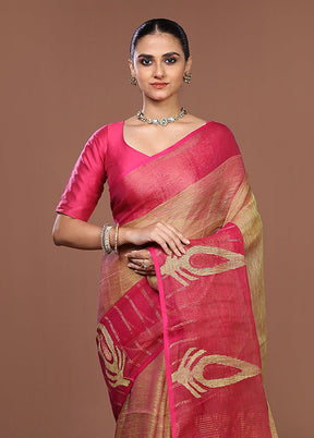 Pink Matka Silk Saree With Blouse Piece